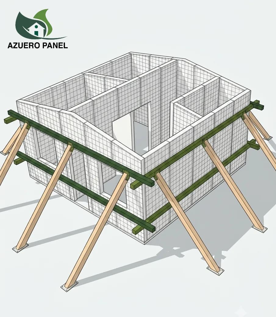 Estructura de paneles apuntalada con riostras — ilustración