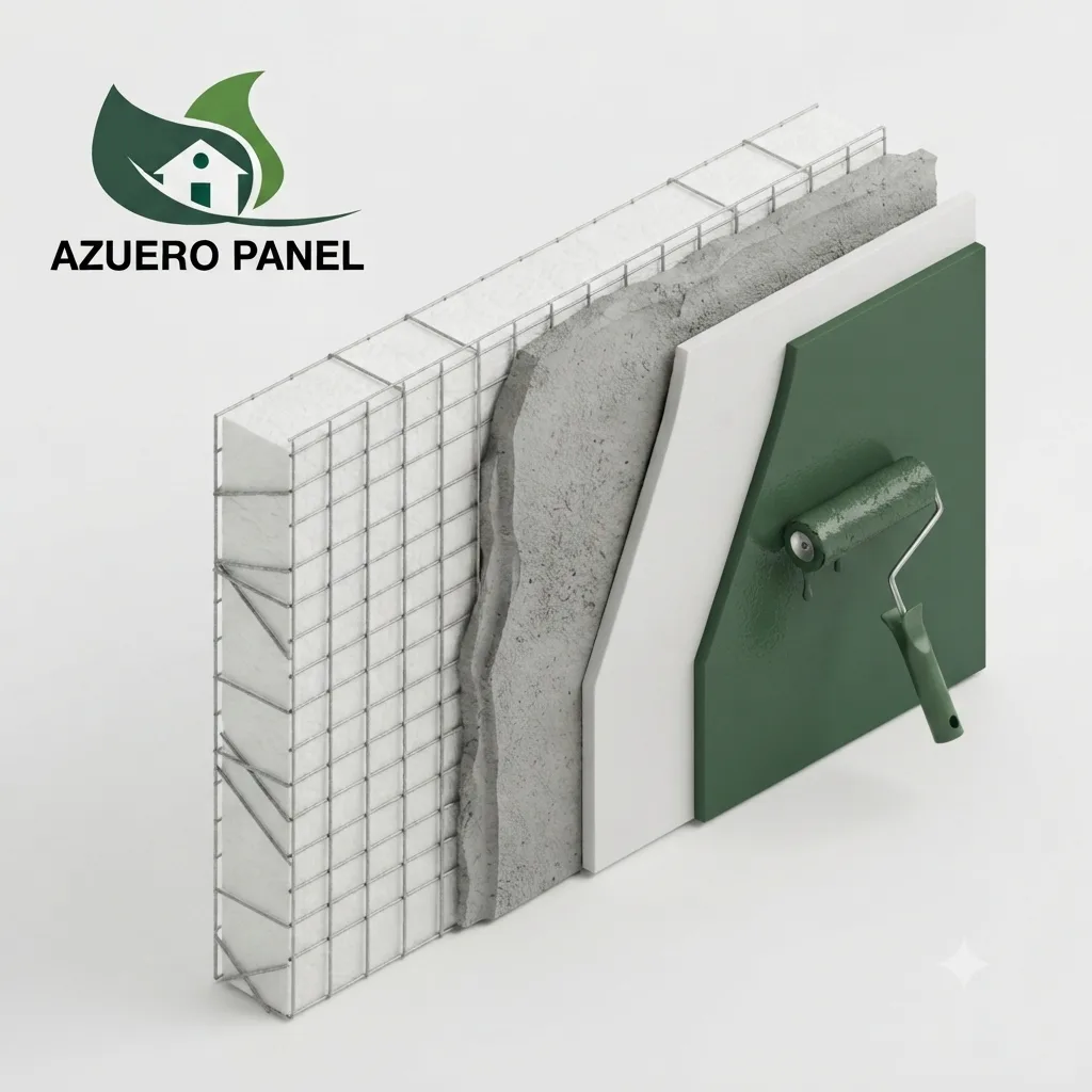 Acabado en pintura sobre muro construido con el sistema Azuero Panel